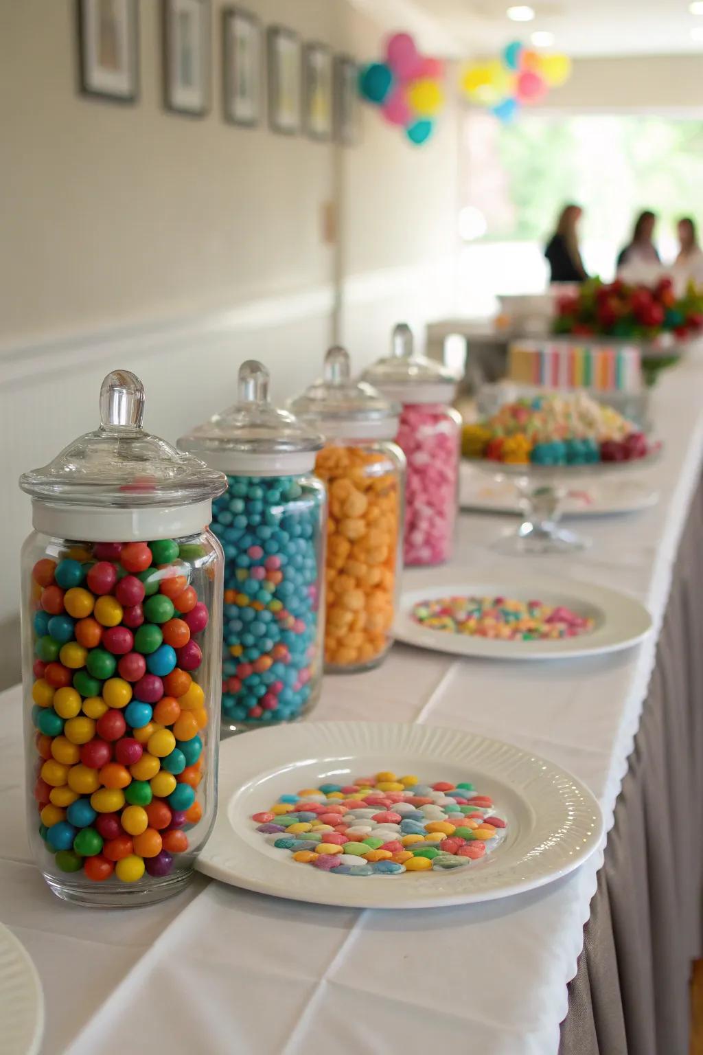 Confection receptacles offering a sweet and vibrant centerpiece alternative.
