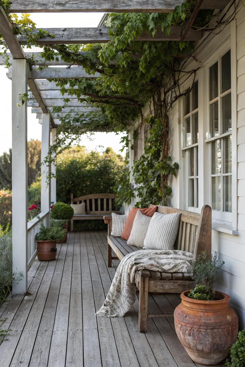 Render your porch welcoming with a country style bench.