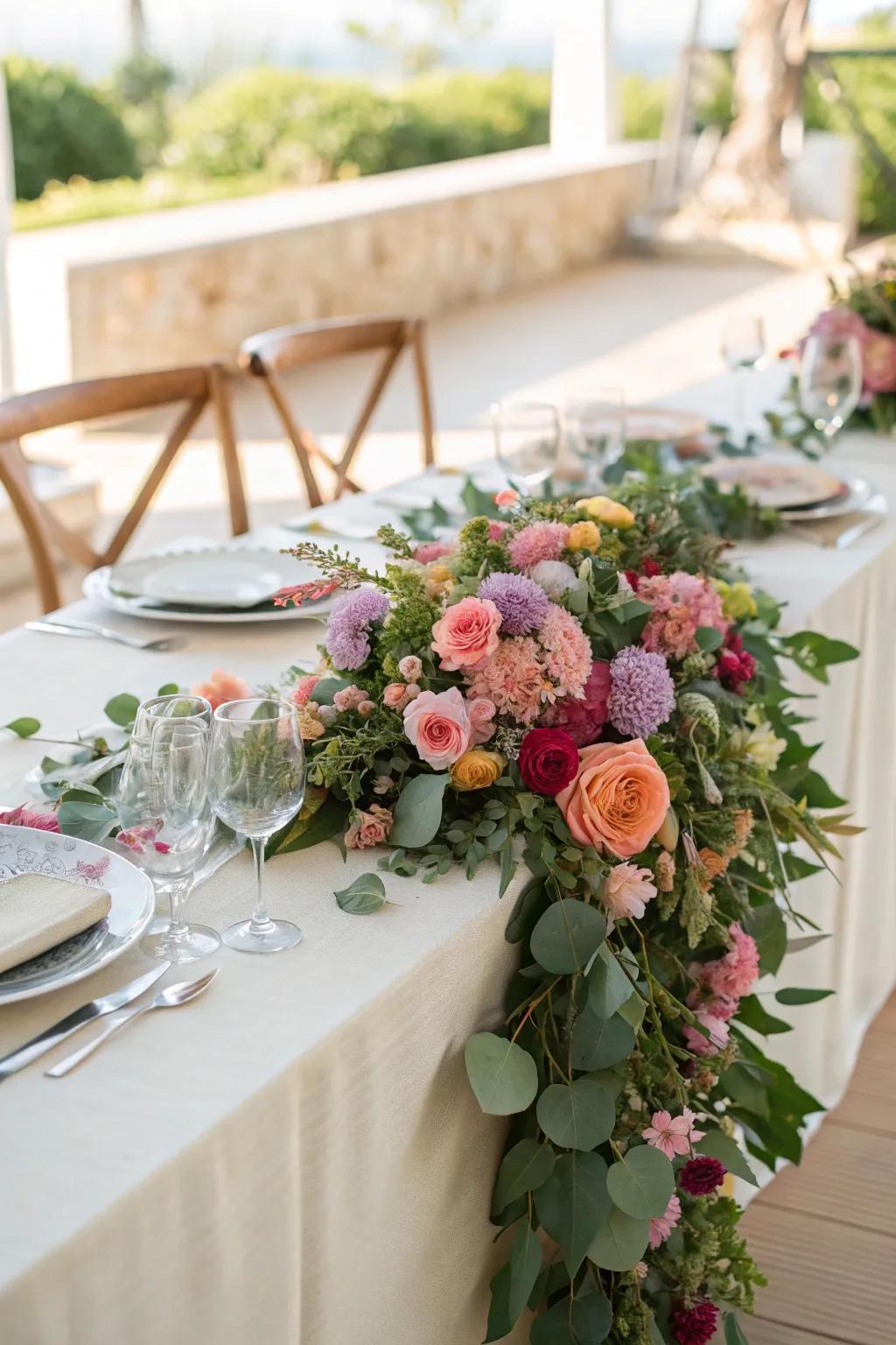 Handcrafted floral bands introduce a rich and vibrant element.
