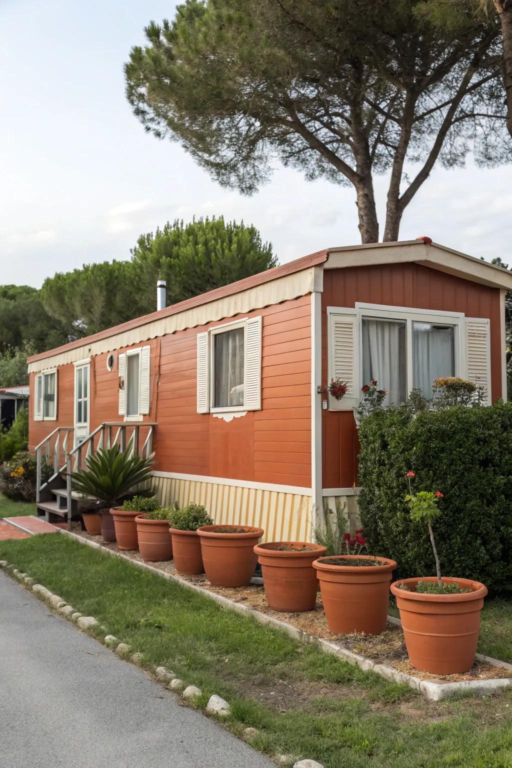 Warm clay infuses your mobile home with comfortable, global appeal.