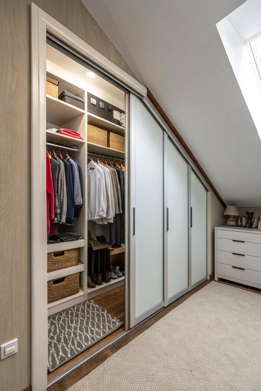 Sliding doors maximize floor space.