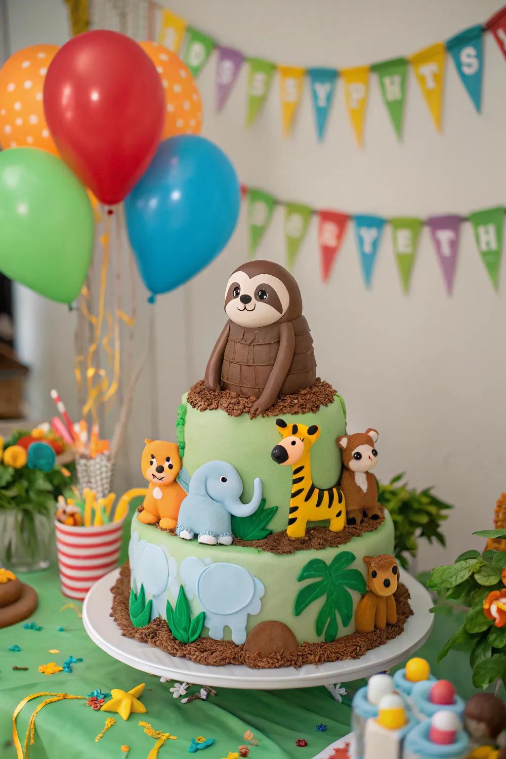 Forest friends make this tranquil cake a social centerpiece.
