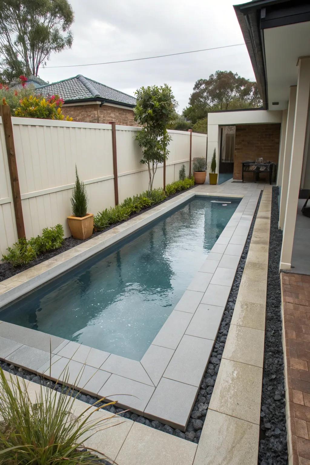 Compact lap pool for fitness and fun.