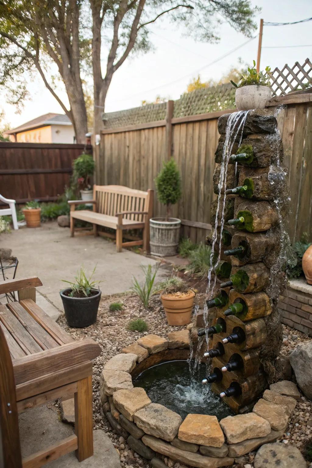 A wine flask cascade introduces sophistication and intrigue.