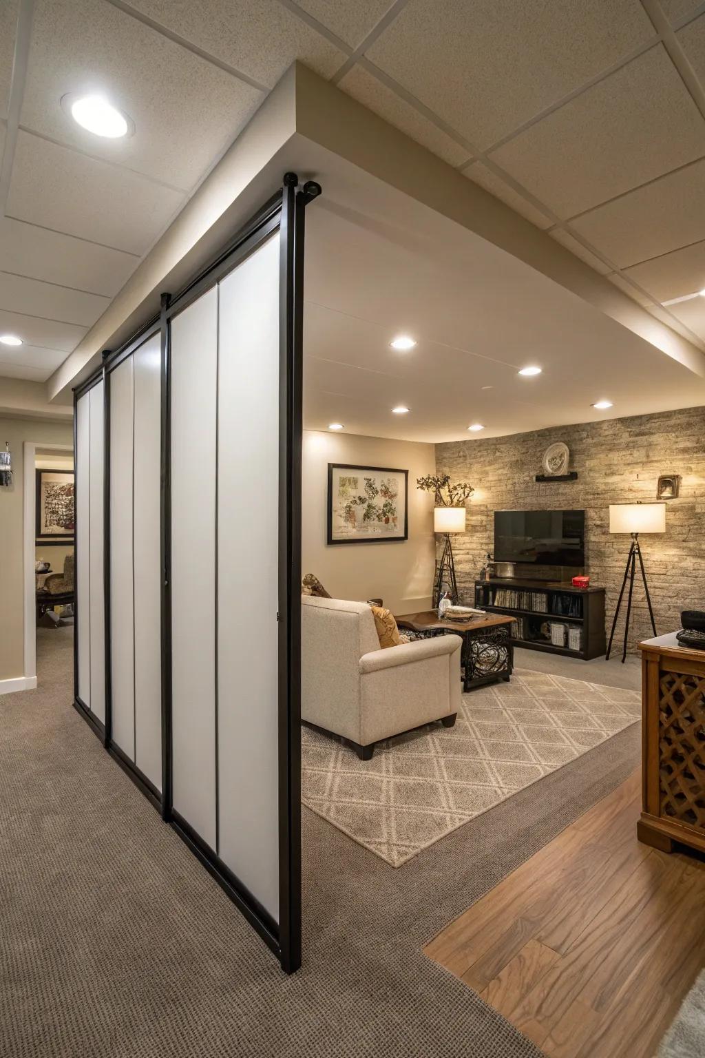 With a movable partition, you can make flexible zones.