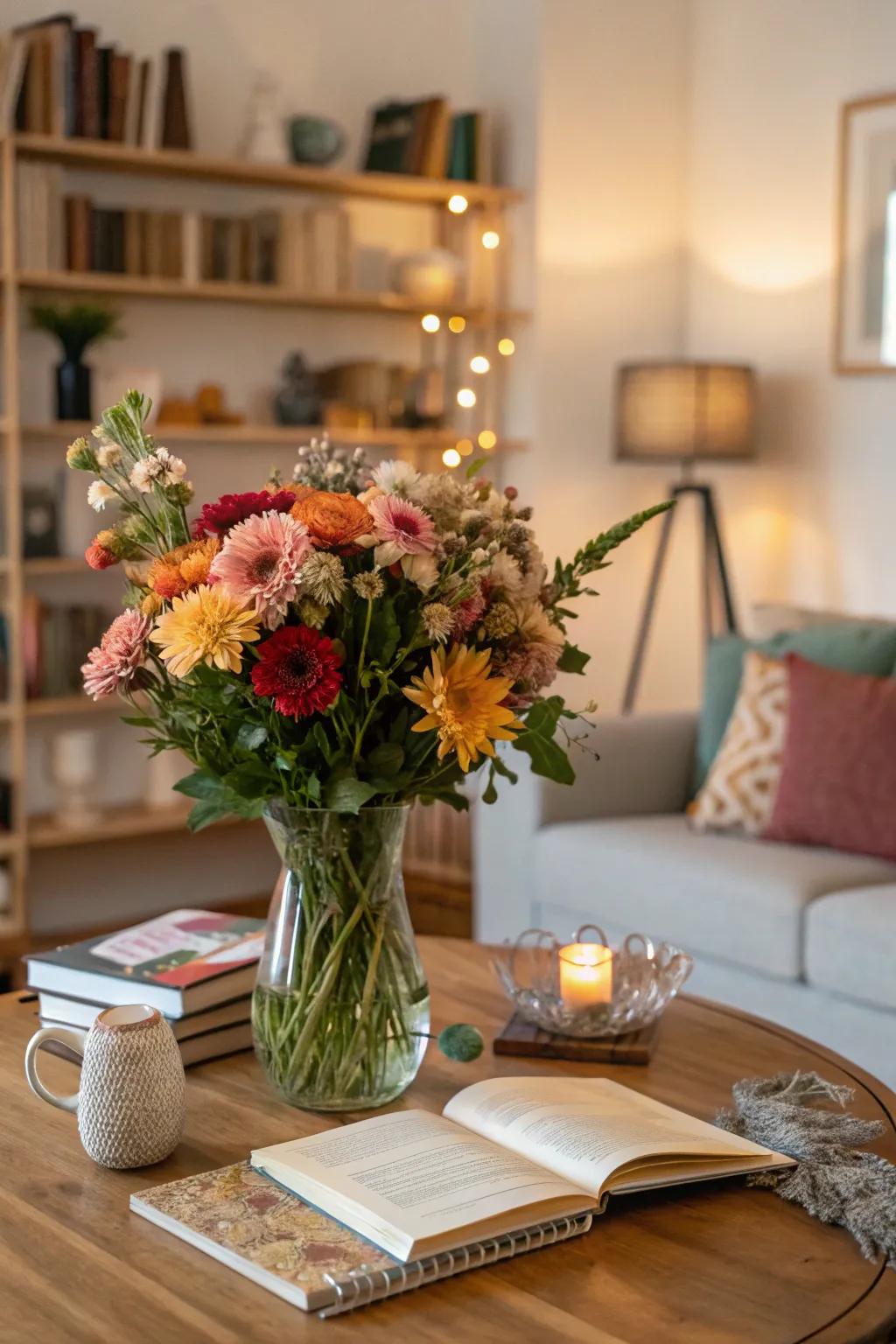 Seasonal blossoms bring freshness and vibrancy to your table setting.