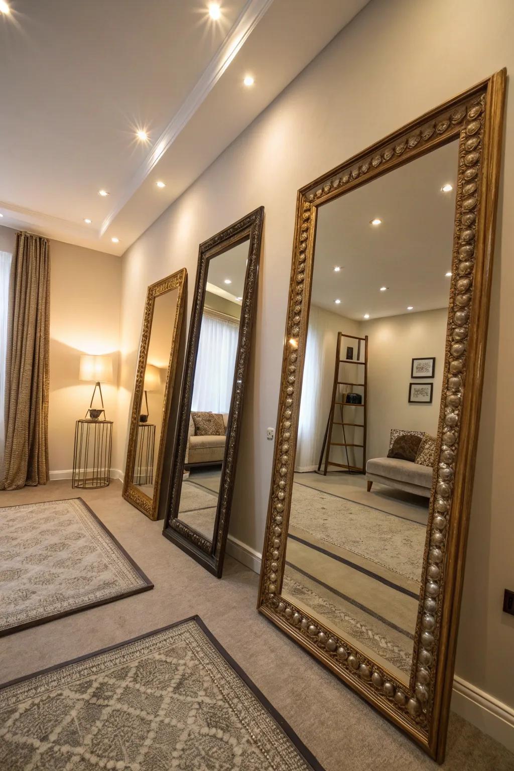 Mirrors cleverly placed add depth and openness to this small cigar lounge.