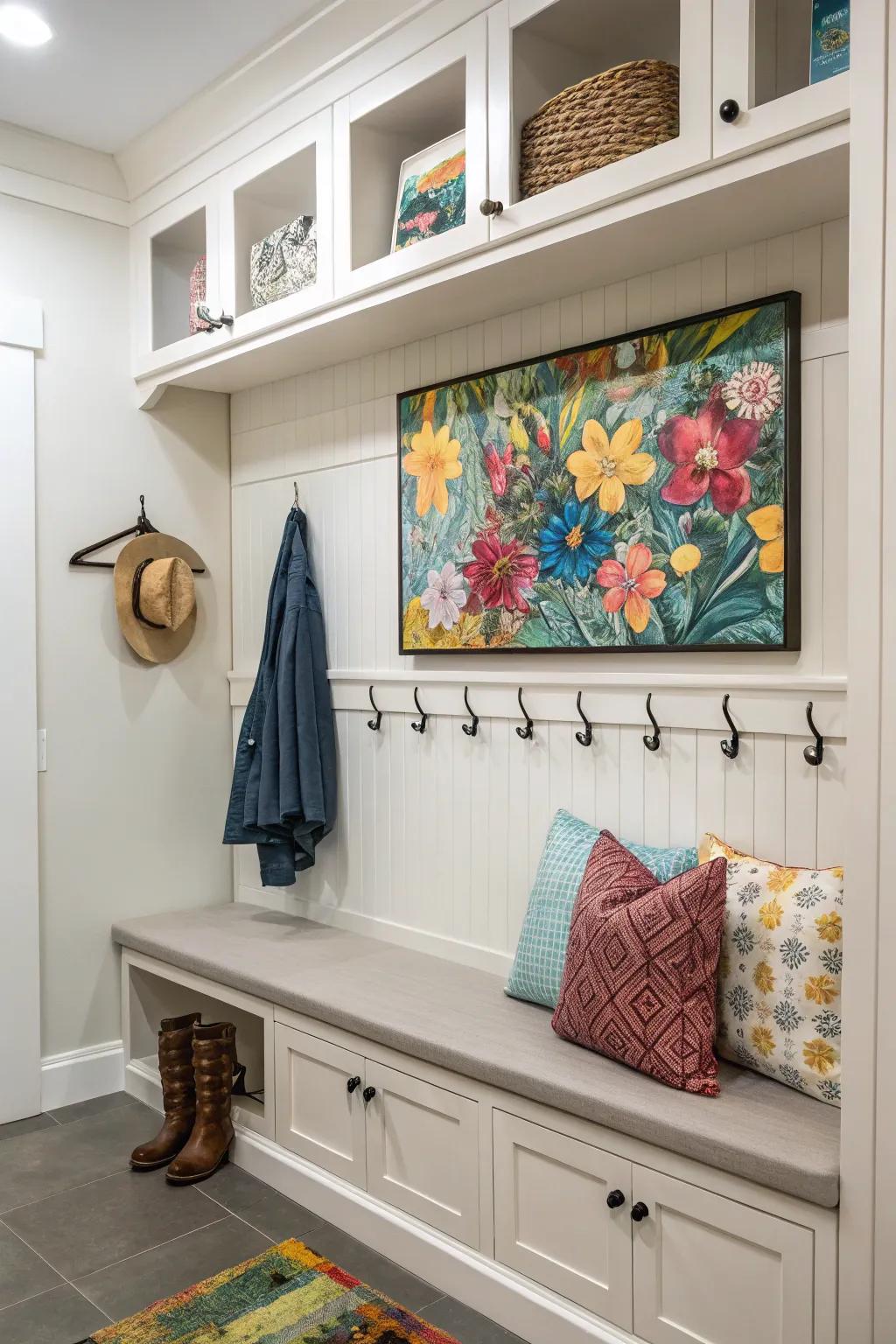 Art transforms a simple entry station into a lively area.
