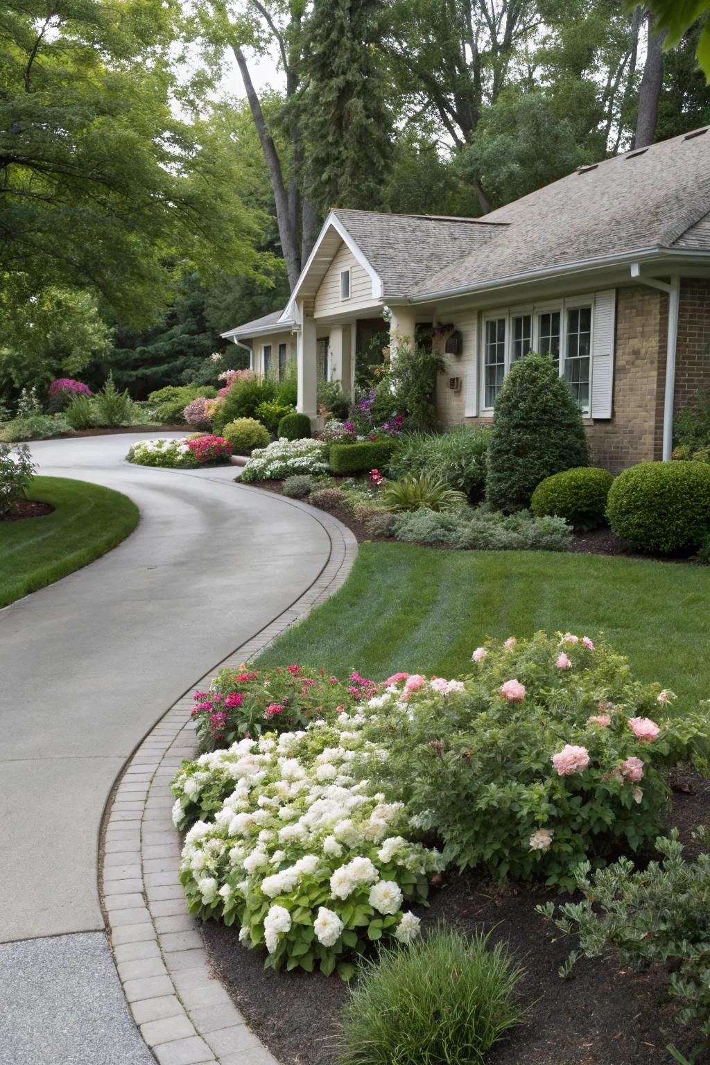 A curved driveway adds a touch of grace and interest.