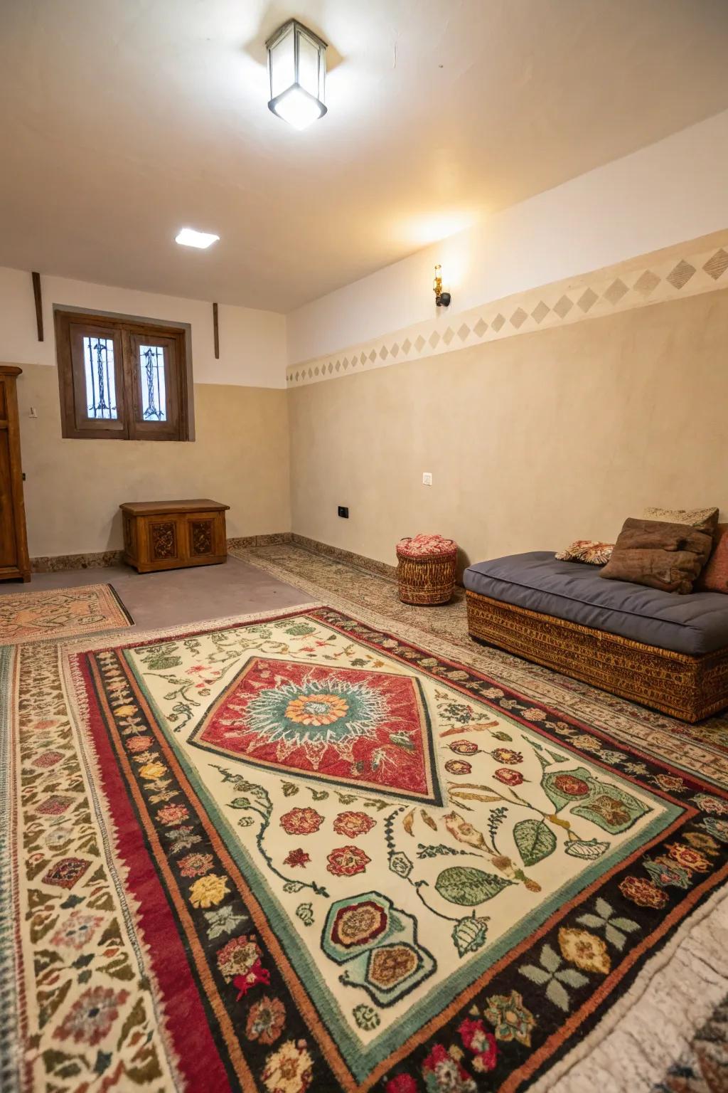 Large rugs define the space and add warmth.