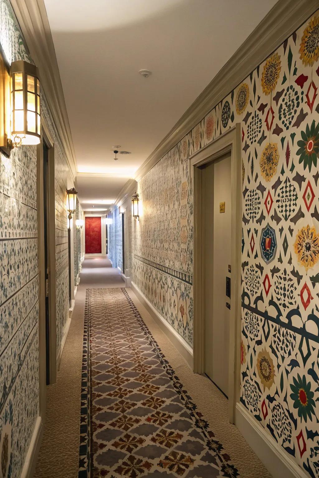 Patterns can add a lively touch to your hallway without being overpowering.