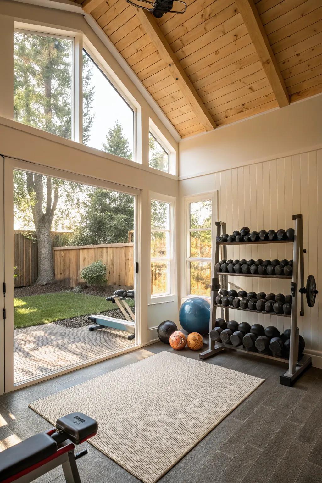Sunlight can turn your gym into a vibrant and motivating area.