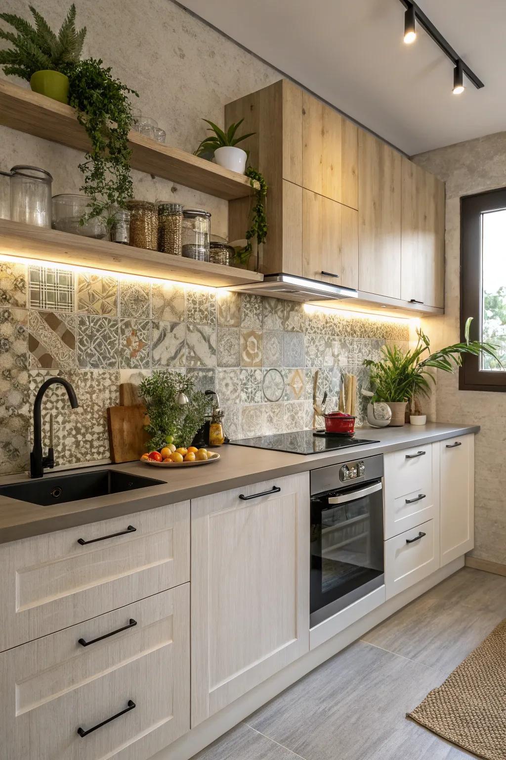 Go eco-friendly with a backsplash made from reused materials.