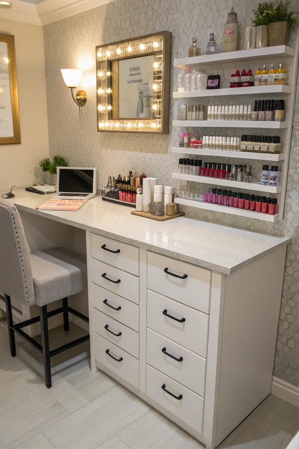 A stylish workstation that doesn't skimp on storage.