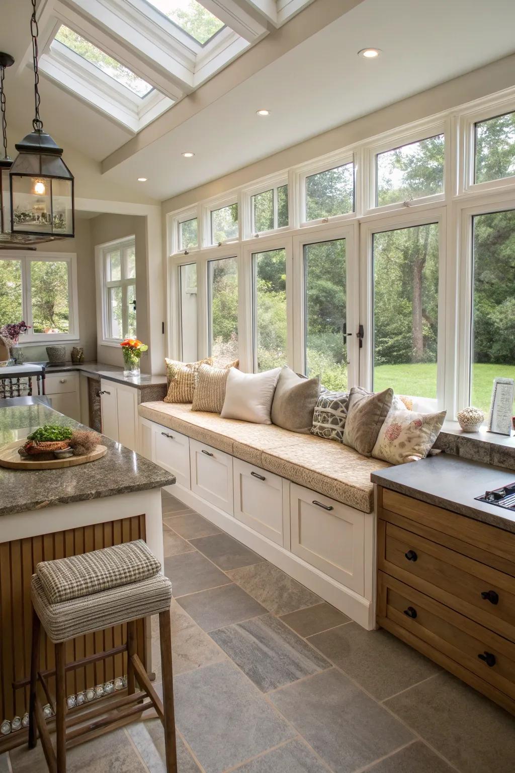 Ready-made seating optimizes area and comfort.