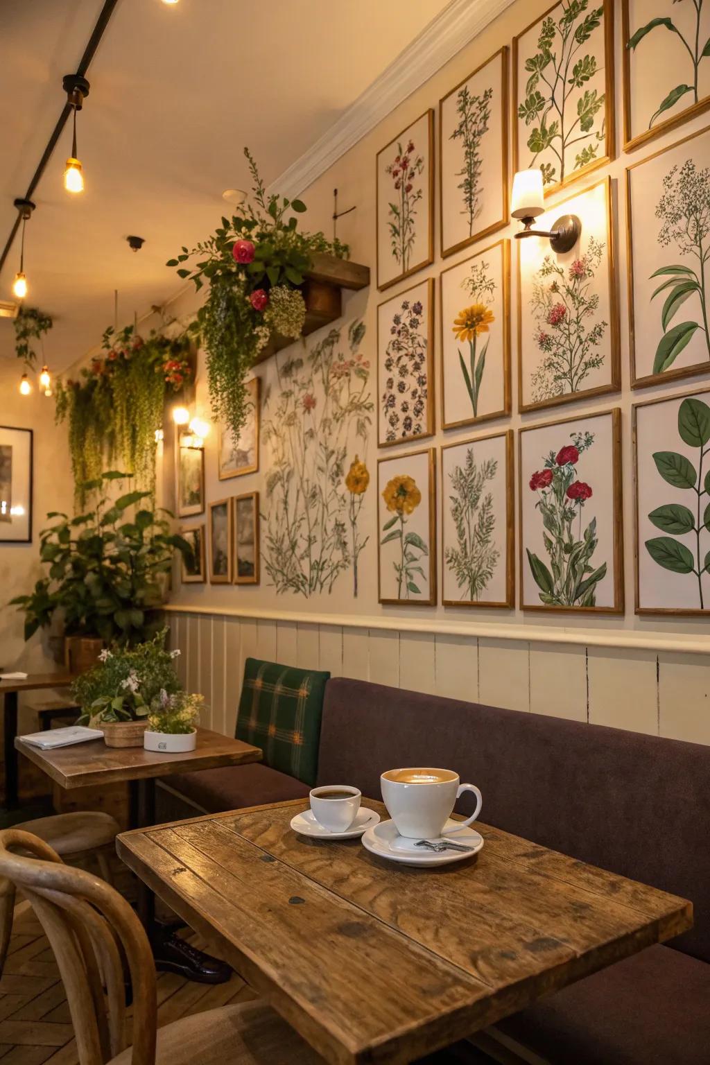 Plant art improves the natural feel of your tea room.