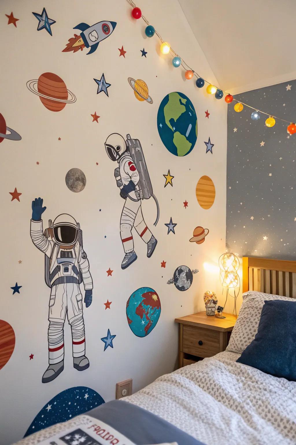 Astronaut decals that inspire dreams of space exploration.