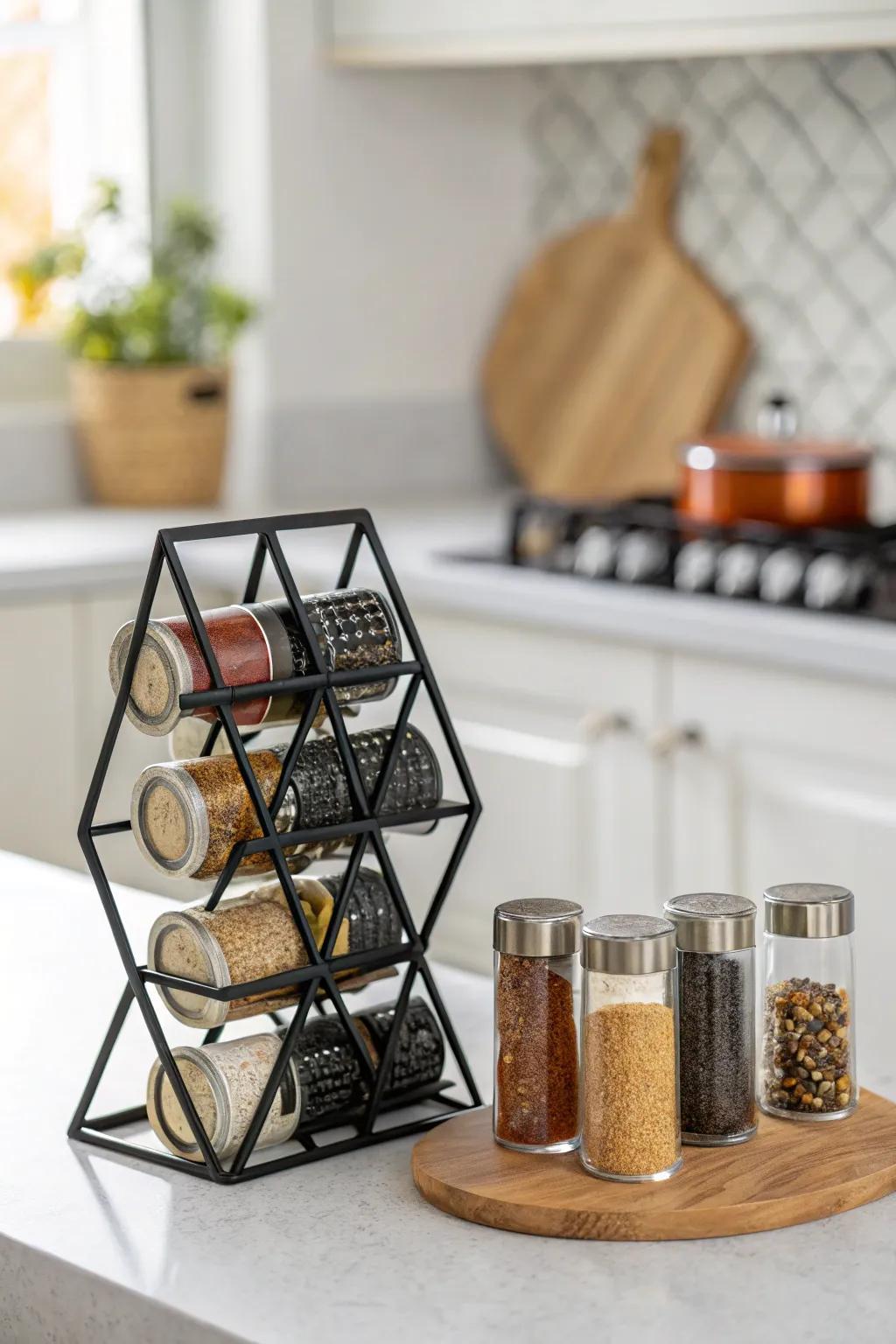 Intersecting design adds a modern twist to spice storage.