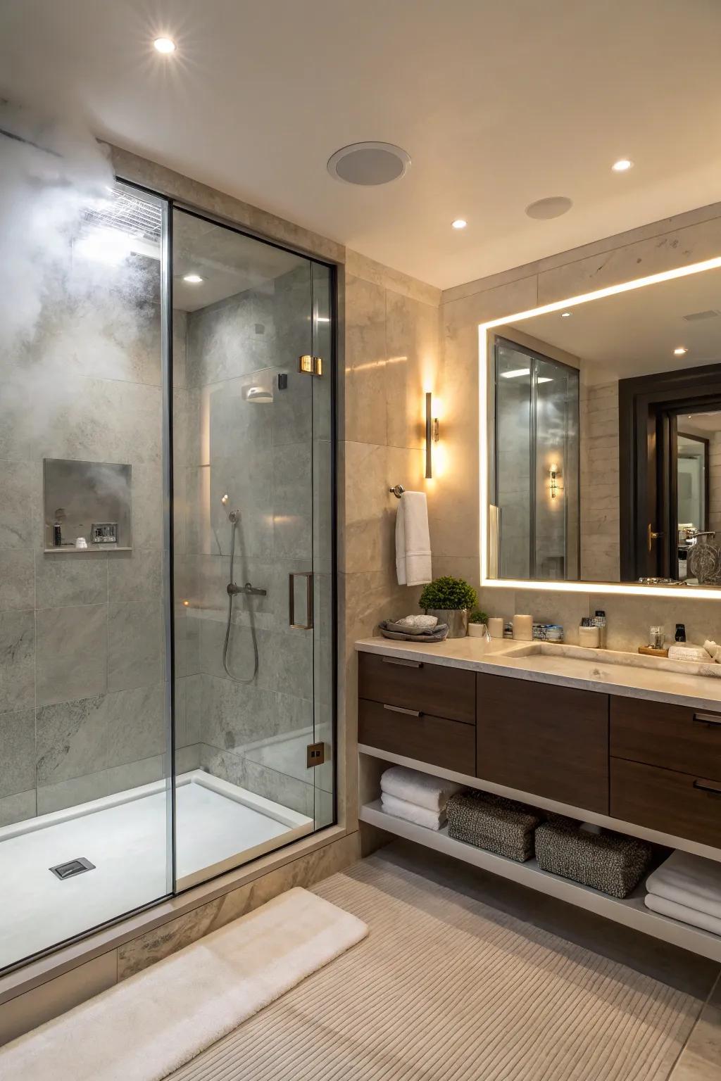 Steam-free mirrors maintain clarity in steamy environments.