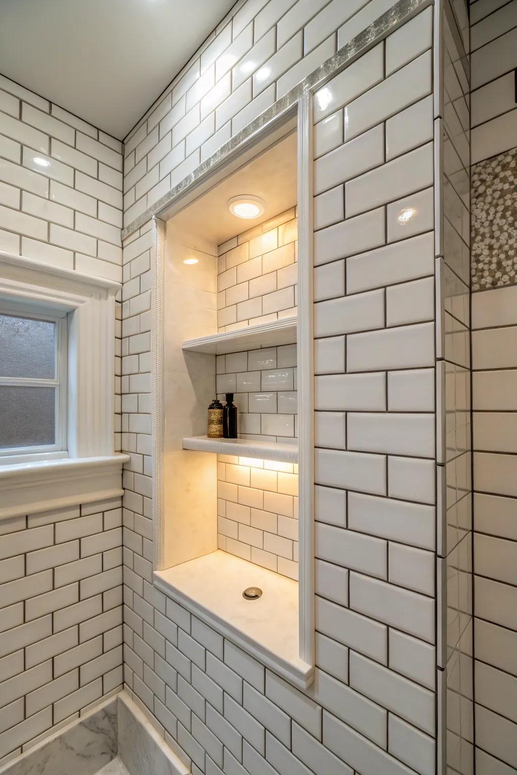 An inviting niche showcasing integrated illumination.