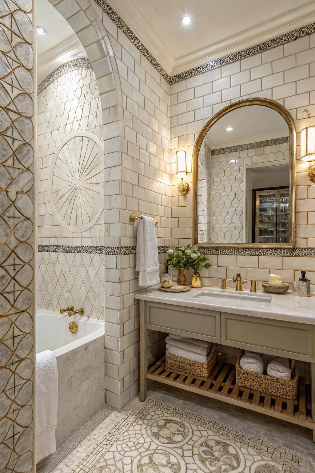 Zellige subway tiles give the bathroom a distinctive feel and texture.