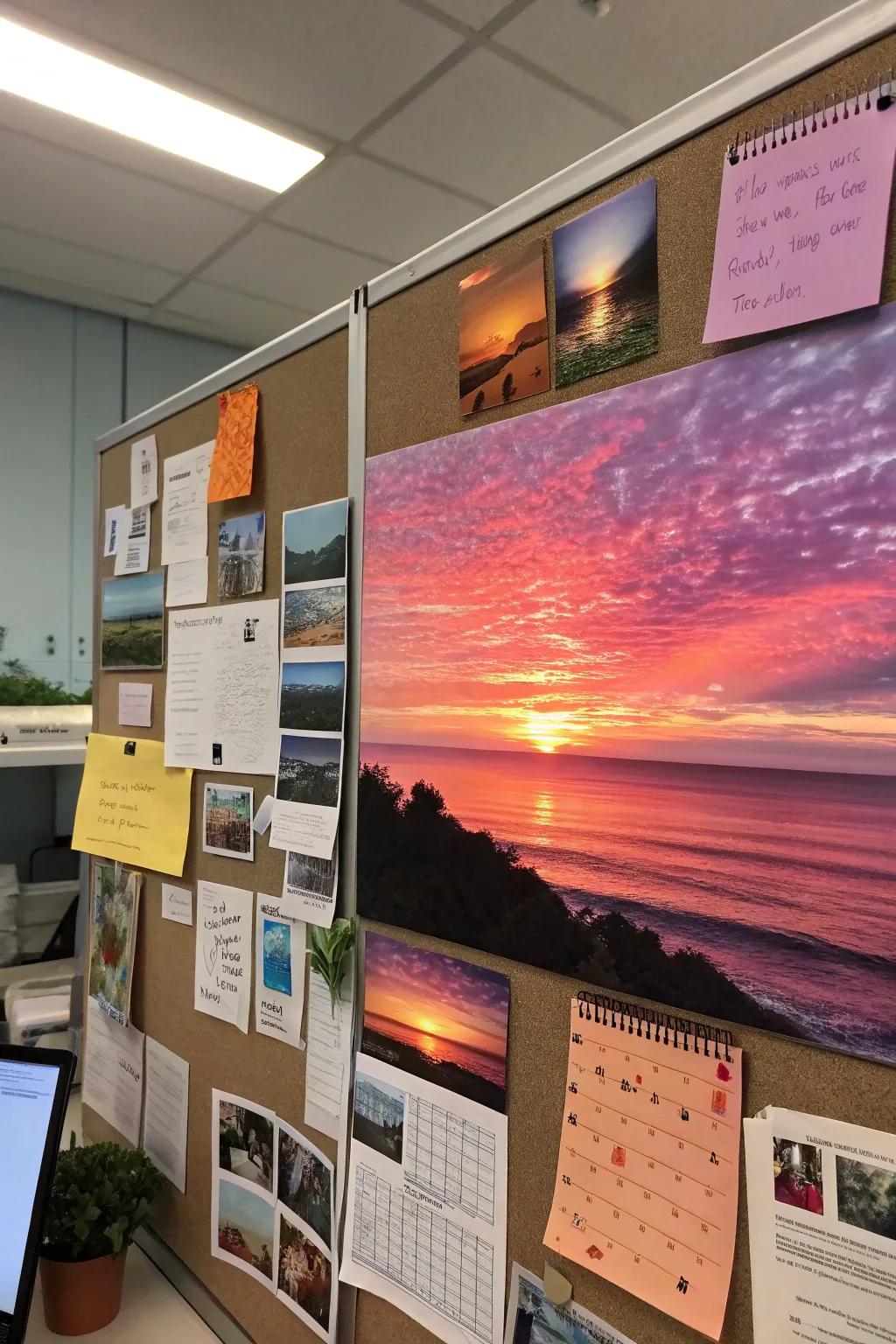 Capture the serenity of a sunset using a board in soothing colors.