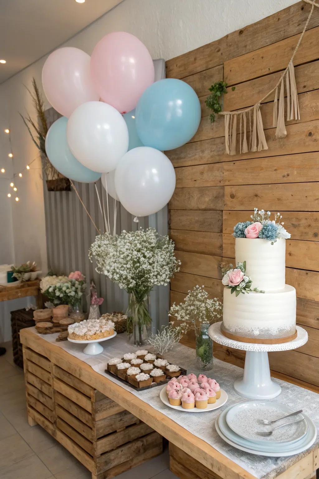 Unrefined wooden highlights provide a cozy, inviting attribute to your table.