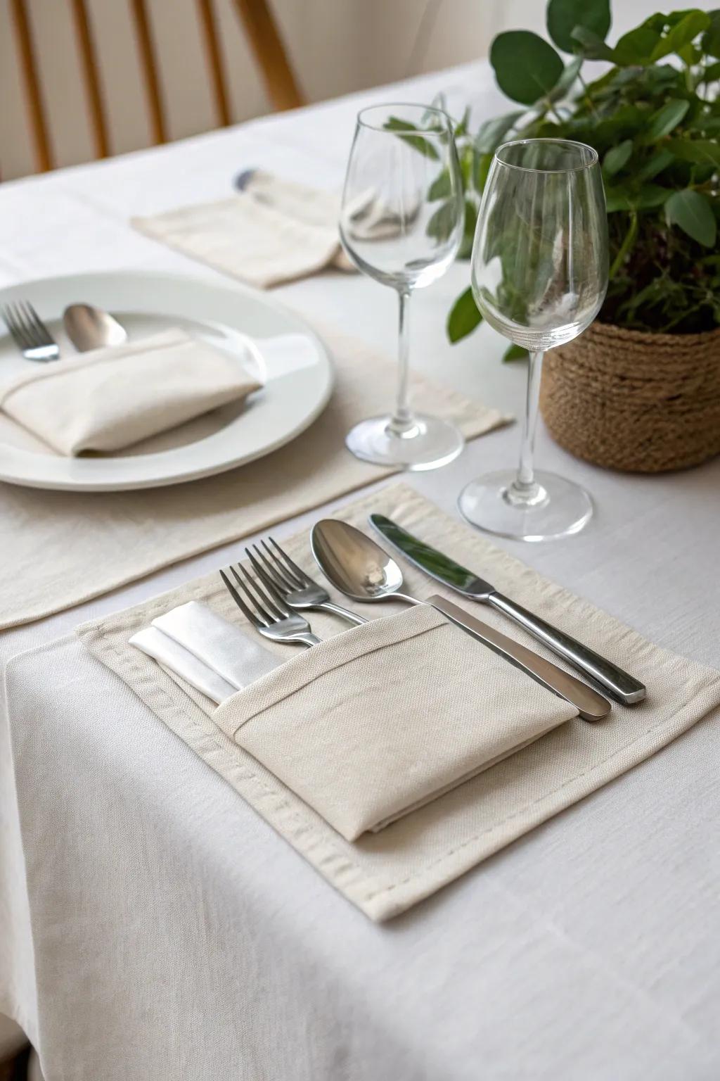 Understated pocket fold for organized elegance.