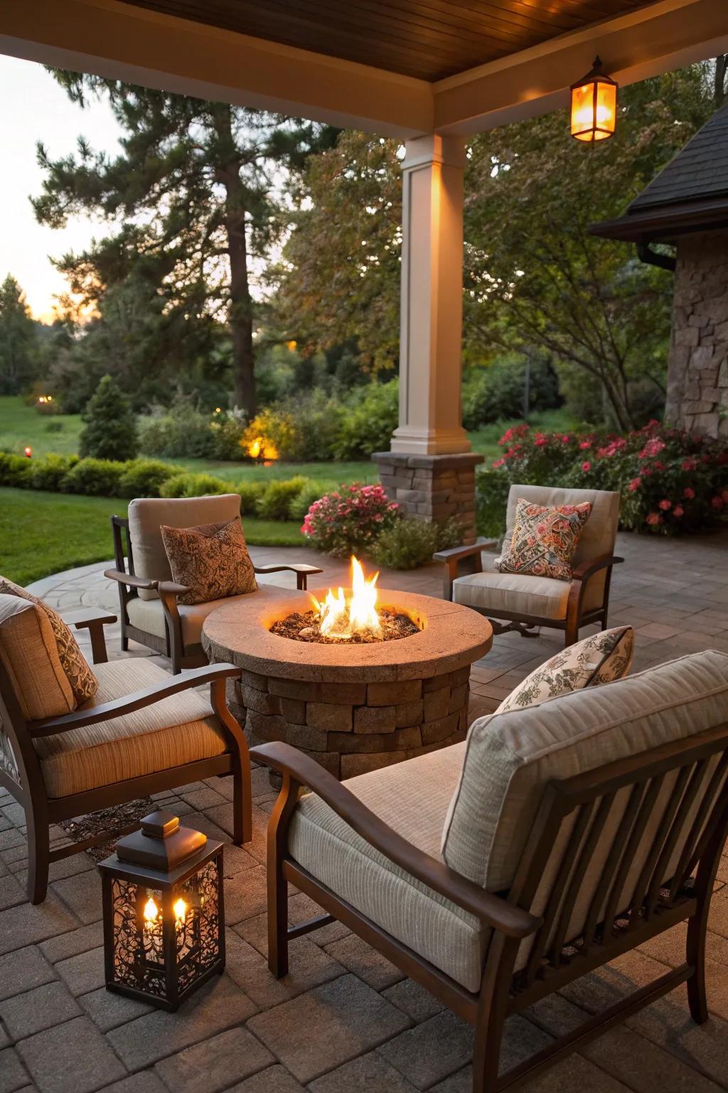Fire pits bring warmth and a gathering spot to terraces.
