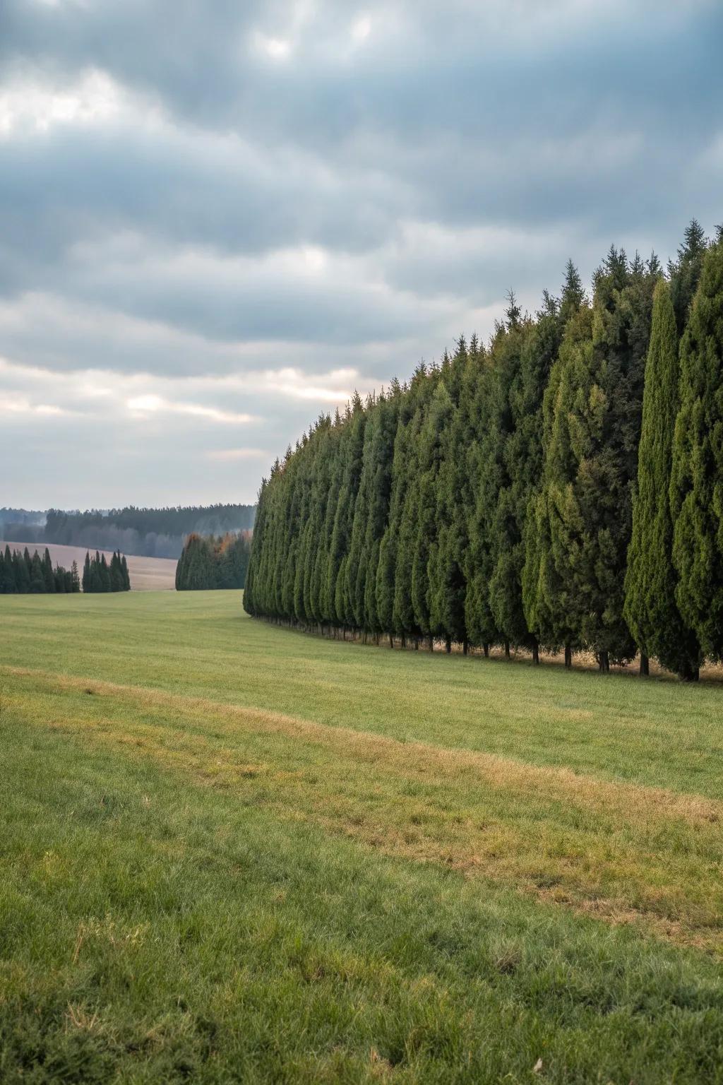 Shield your garden with a windbreak of Emerald Arborvitae.