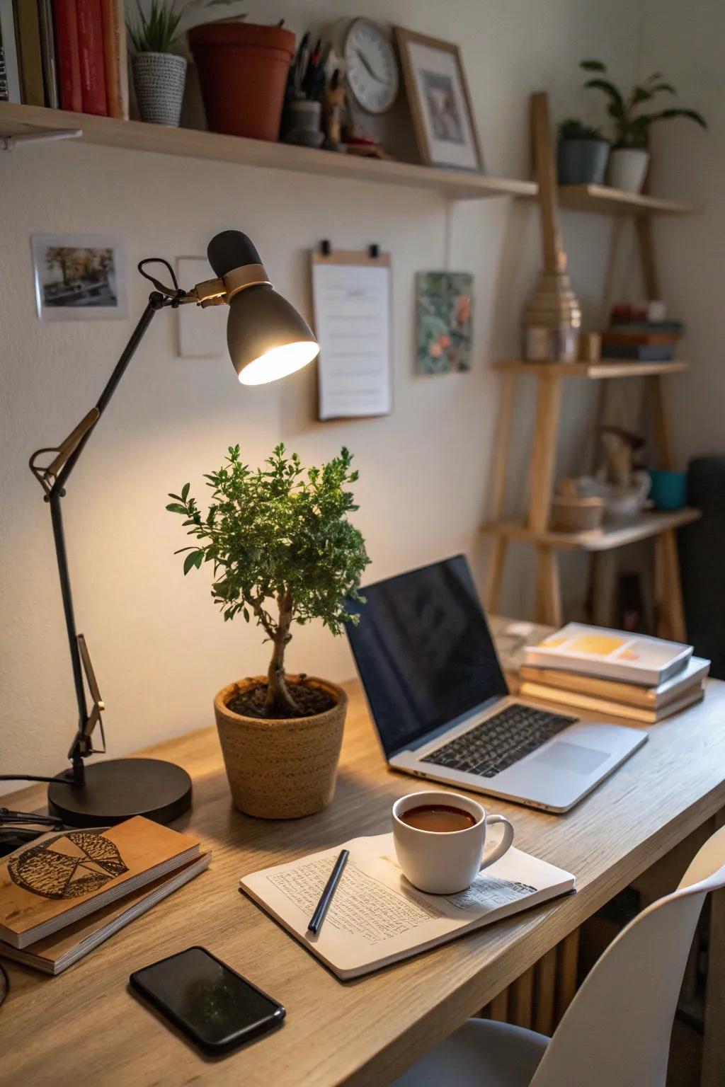 A touch of greenery can energize any workspace.