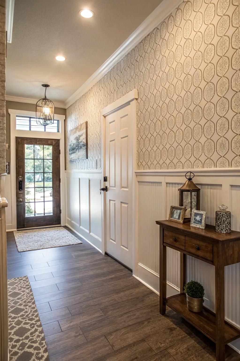 Textured wall treatments give your entryway depth and intrigue.