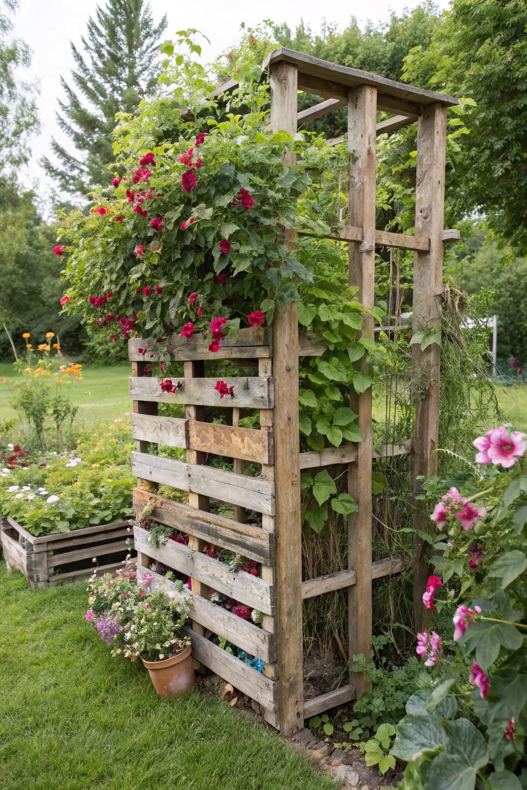 Transform old items into a charming reclaimed trellis.
