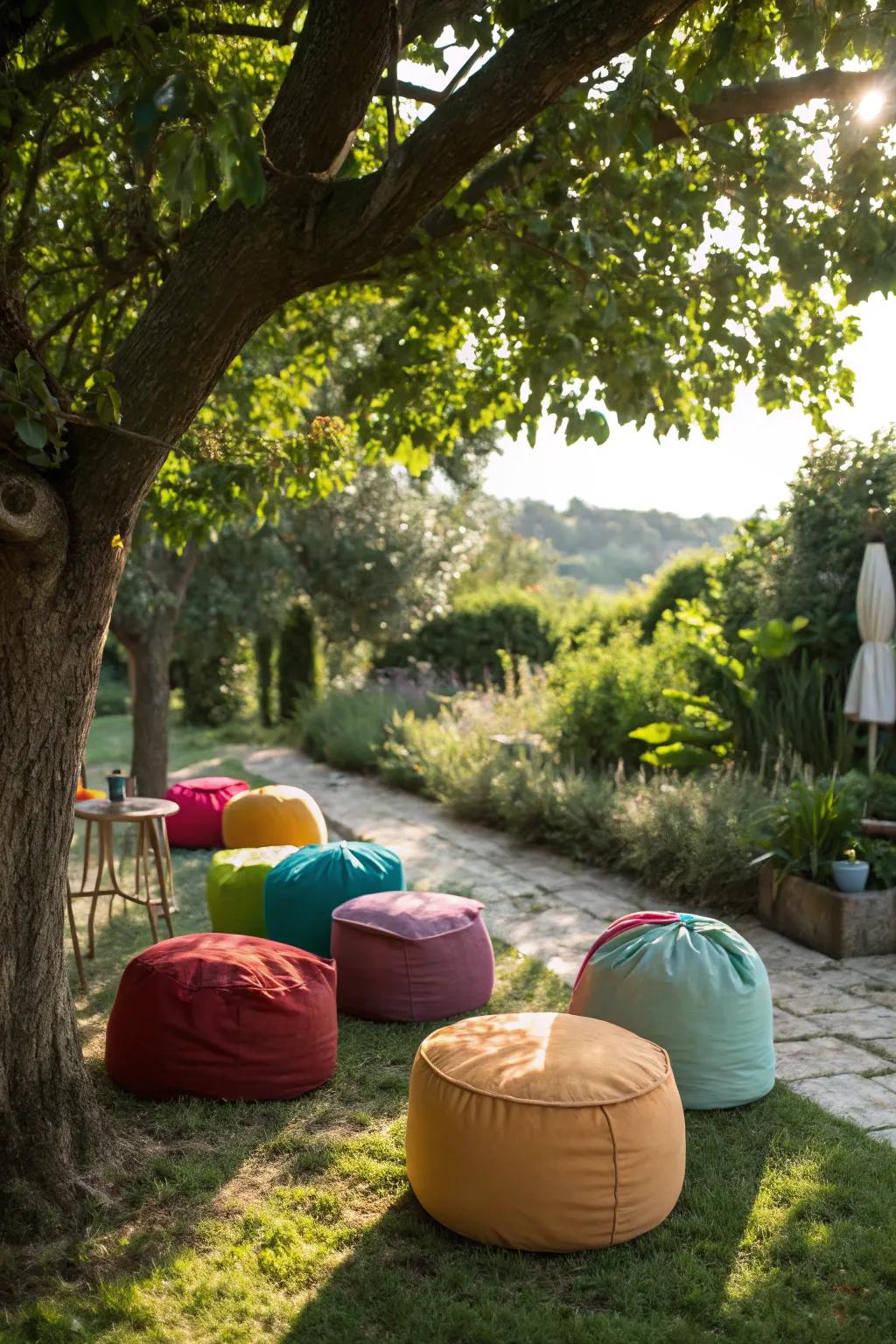 Vibrant footstools bring enjoyment and versatility to your outdoor area.