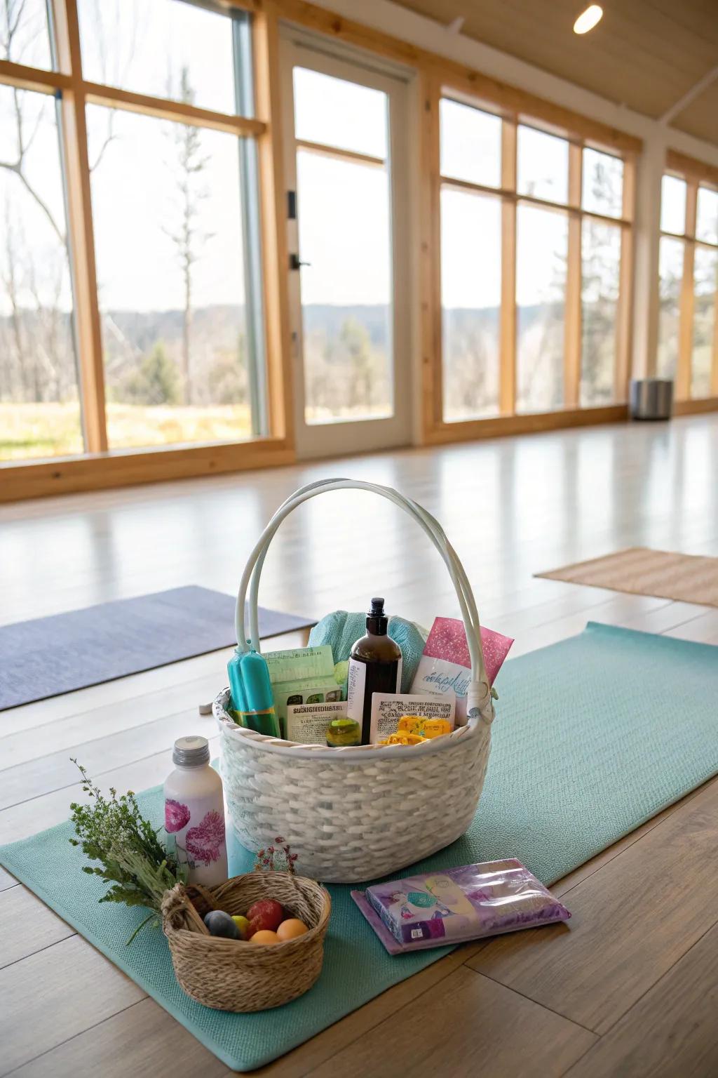 An asanas mat basket designed for the wellness enthusiast.