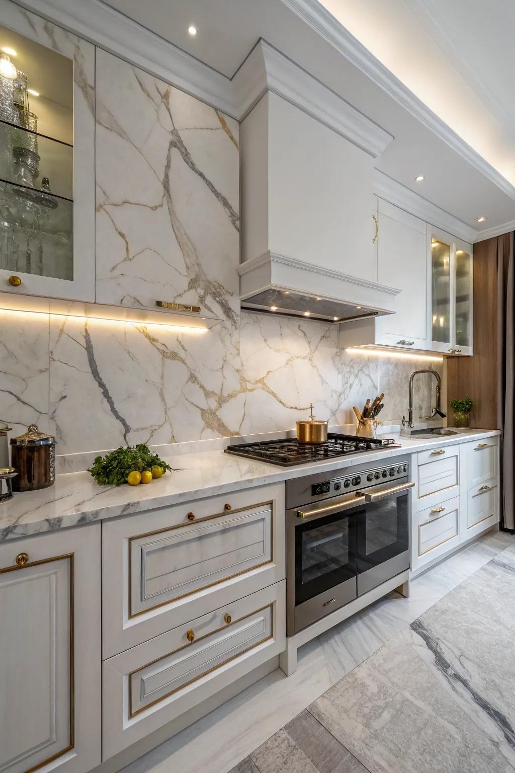 Introduce luxury and refinement using marble details.