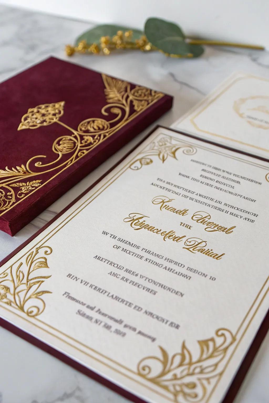 Elegant details add a touch of opulence to invitations.