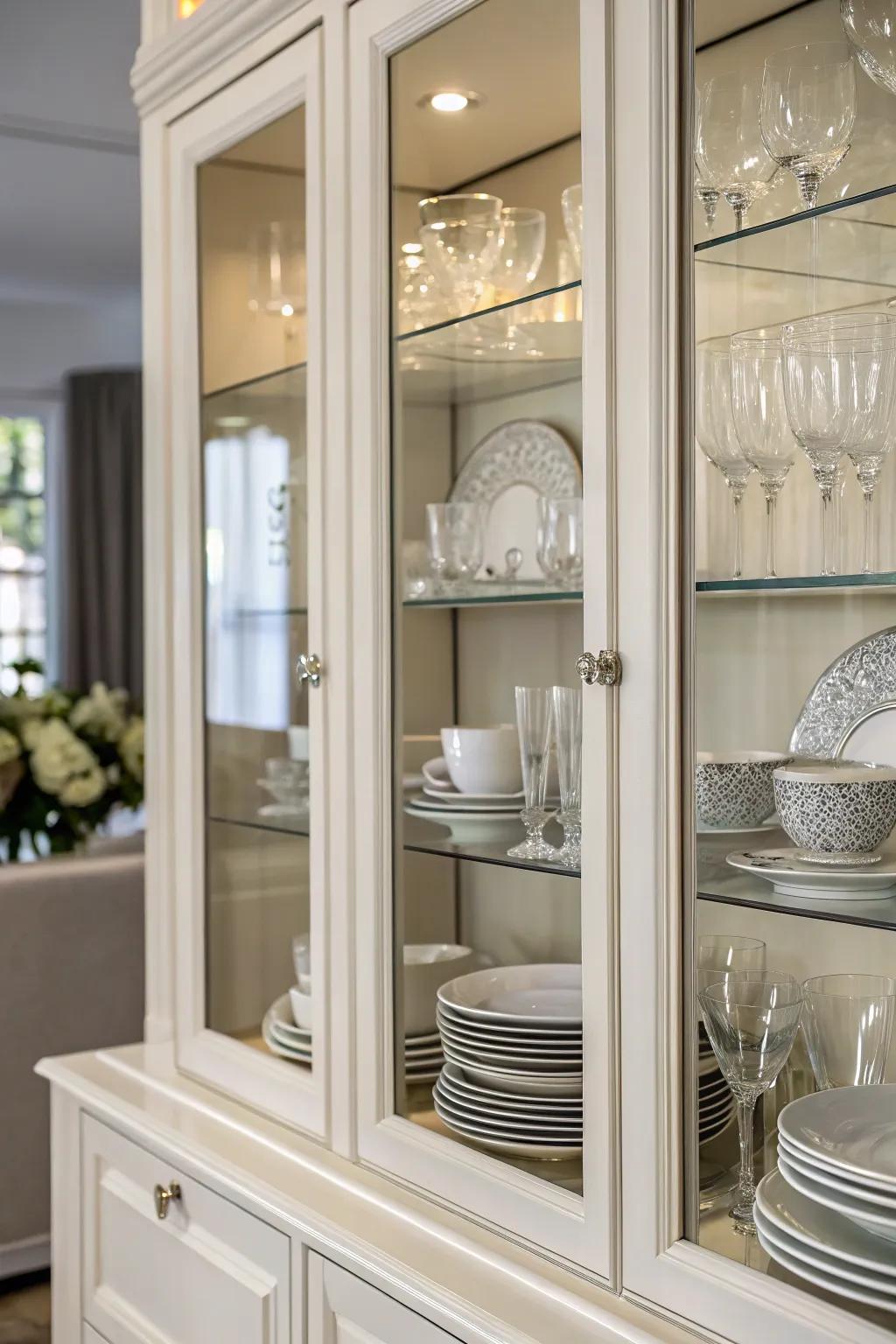 Clear panels add a sophisticated touch to your kitchen.