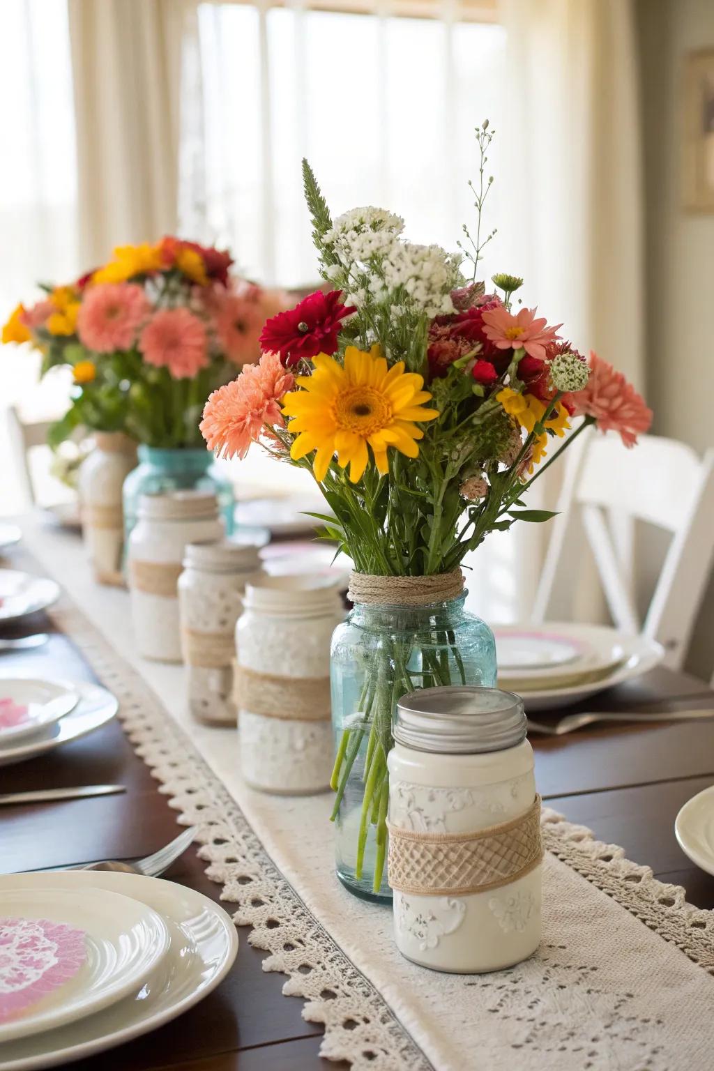 Include appeal with Do It Yourself centerpieces utilizing simple products.