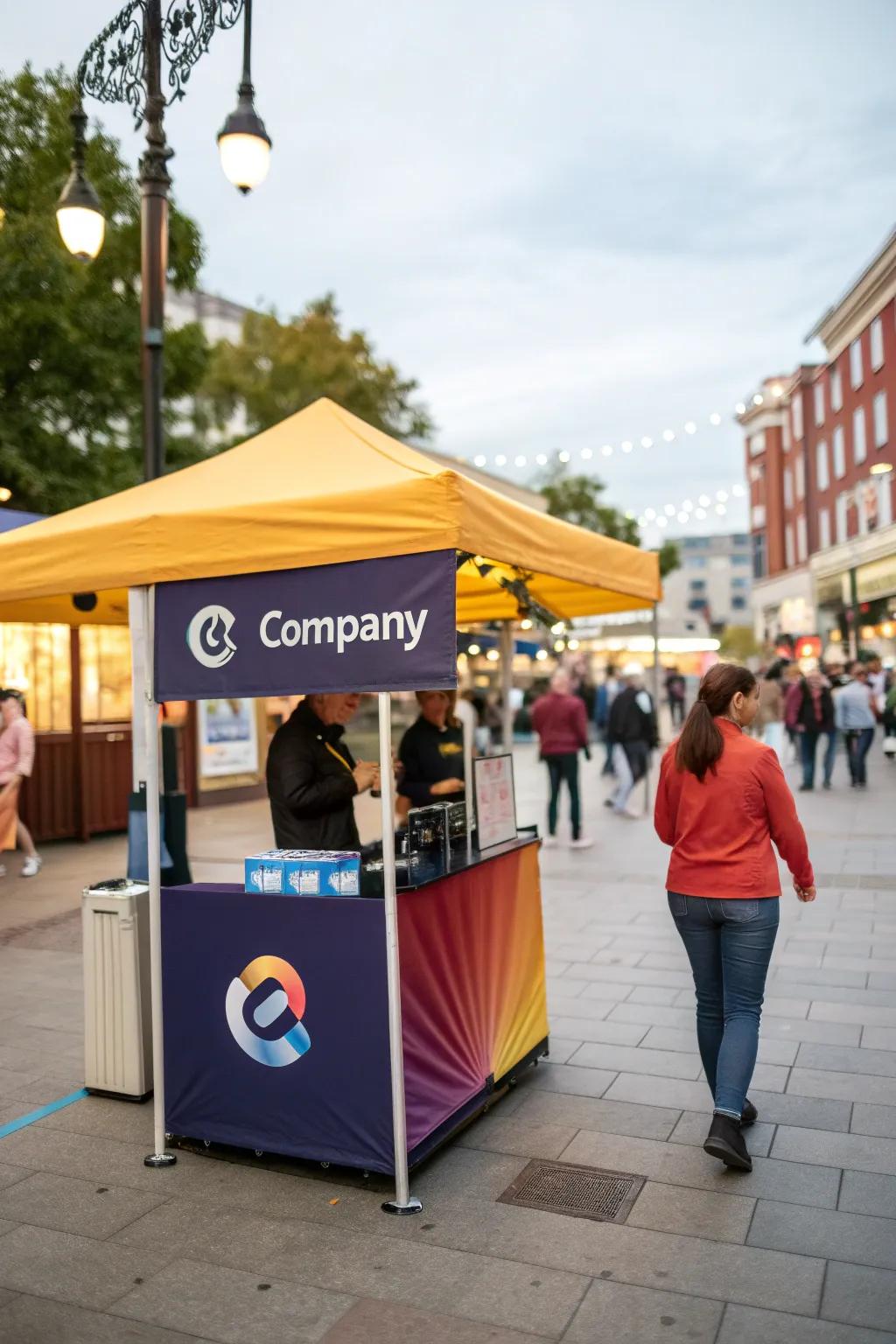 A branded awning offers both function and brand visibility.