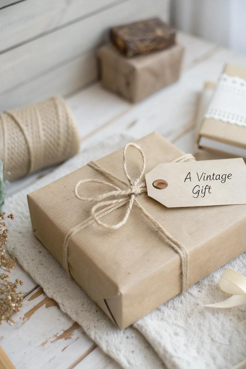 Add a personal element with a written note on your beautifully wrapped vintage gift.