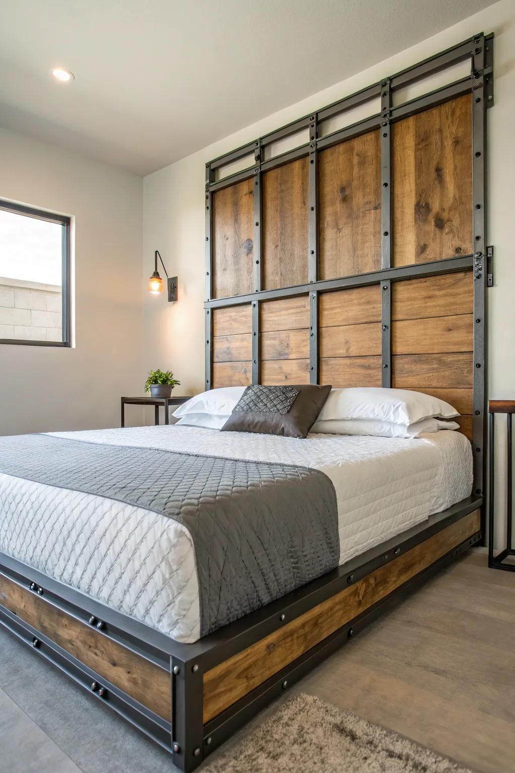 Industrial elements inject a raw and edgy character into your bedroom.
