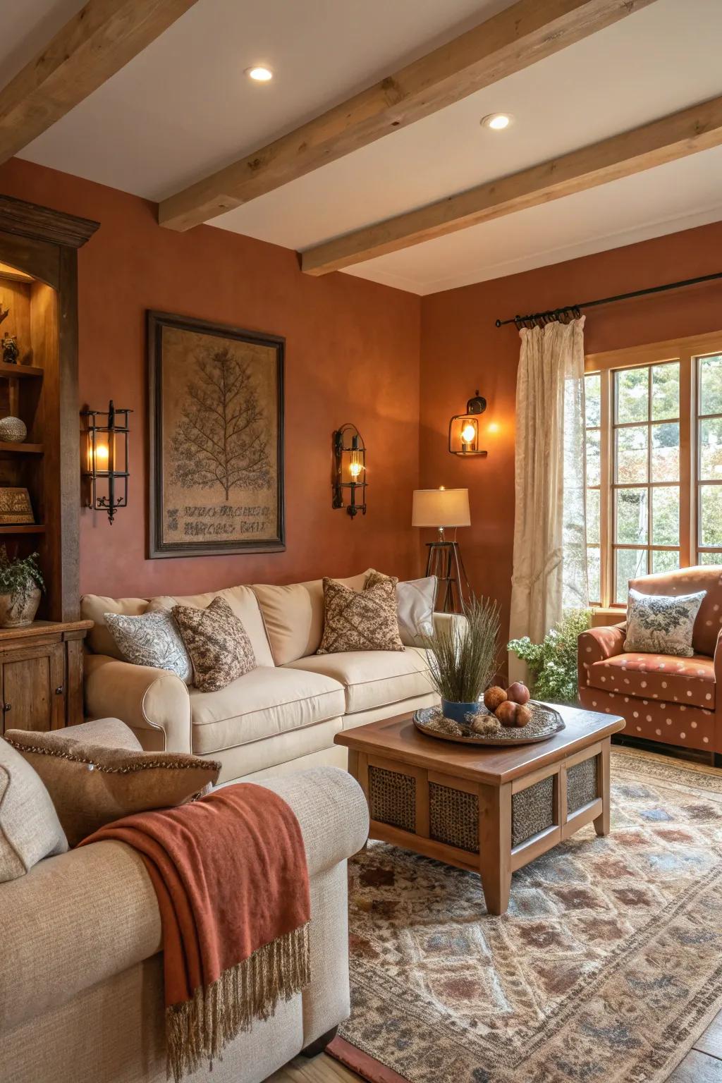 Nature-inspired tones establish a warm and welcoming ambiance.