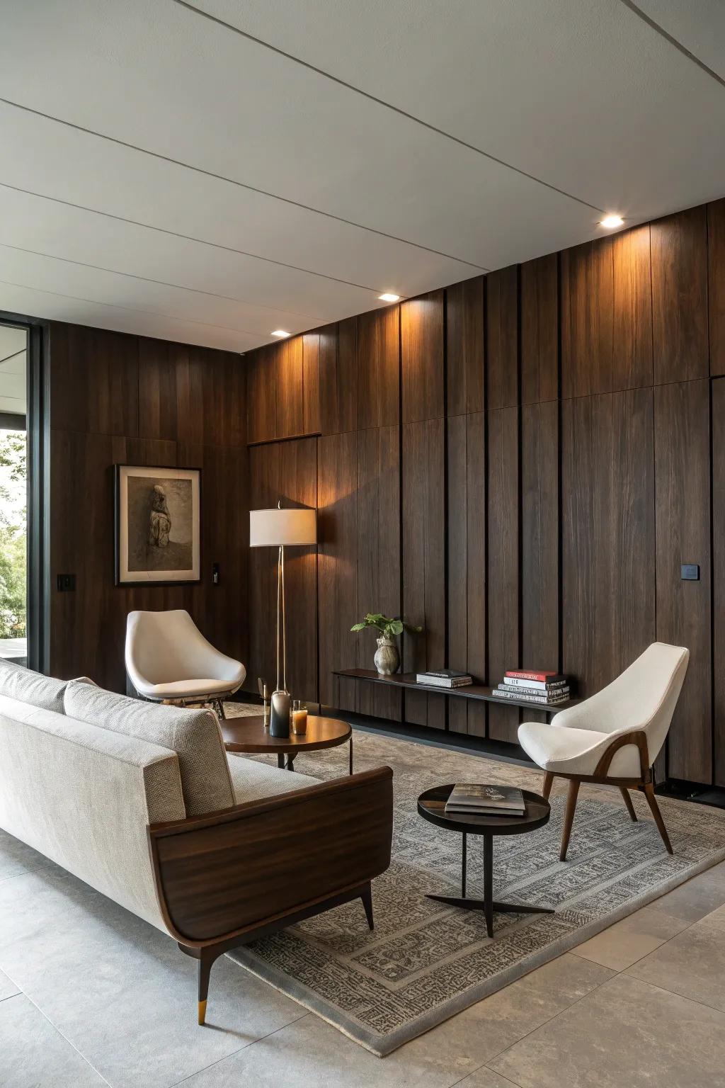 Embrace mid-century modern using dark woods.