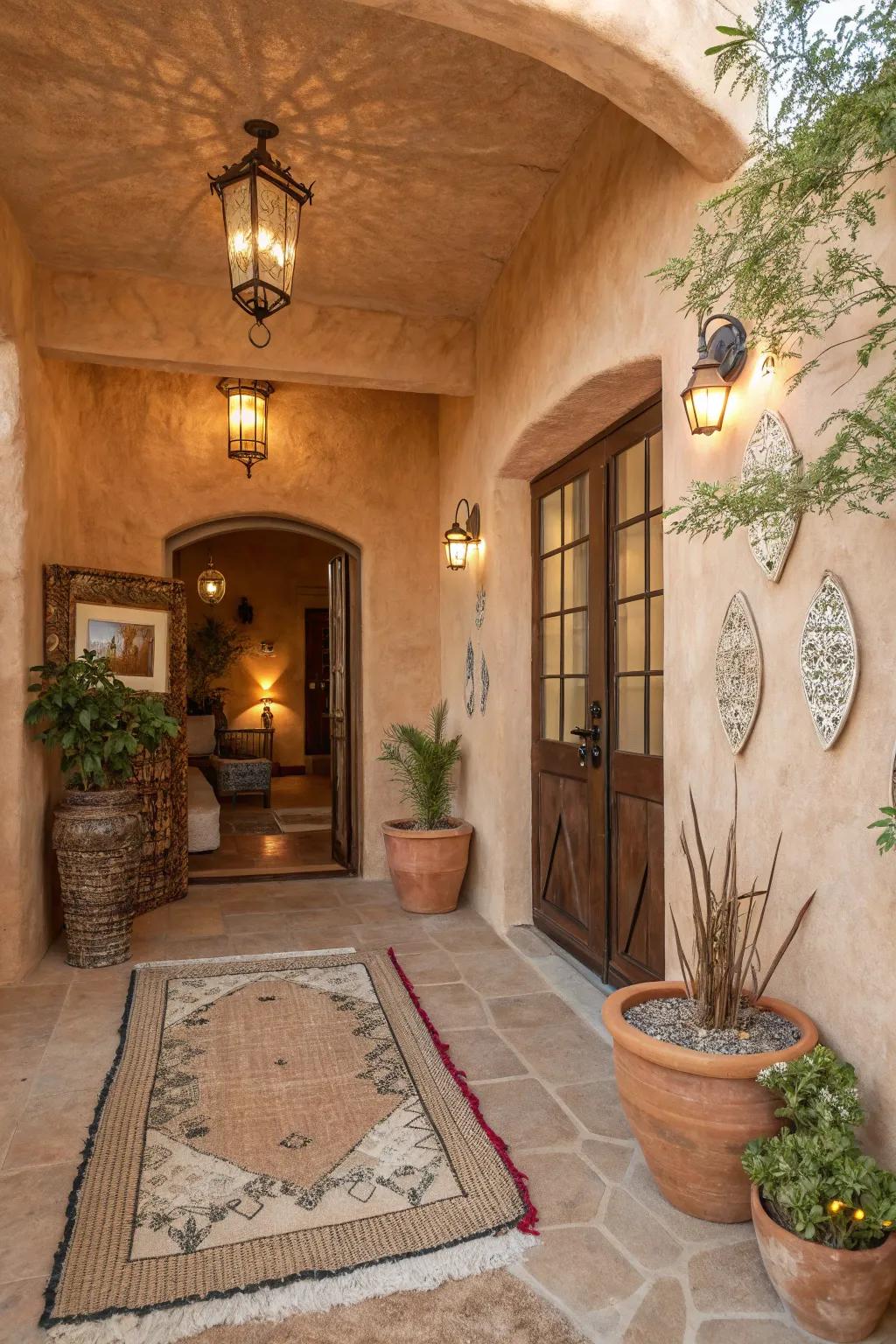 Earthy colors anchor and warm spaces.
