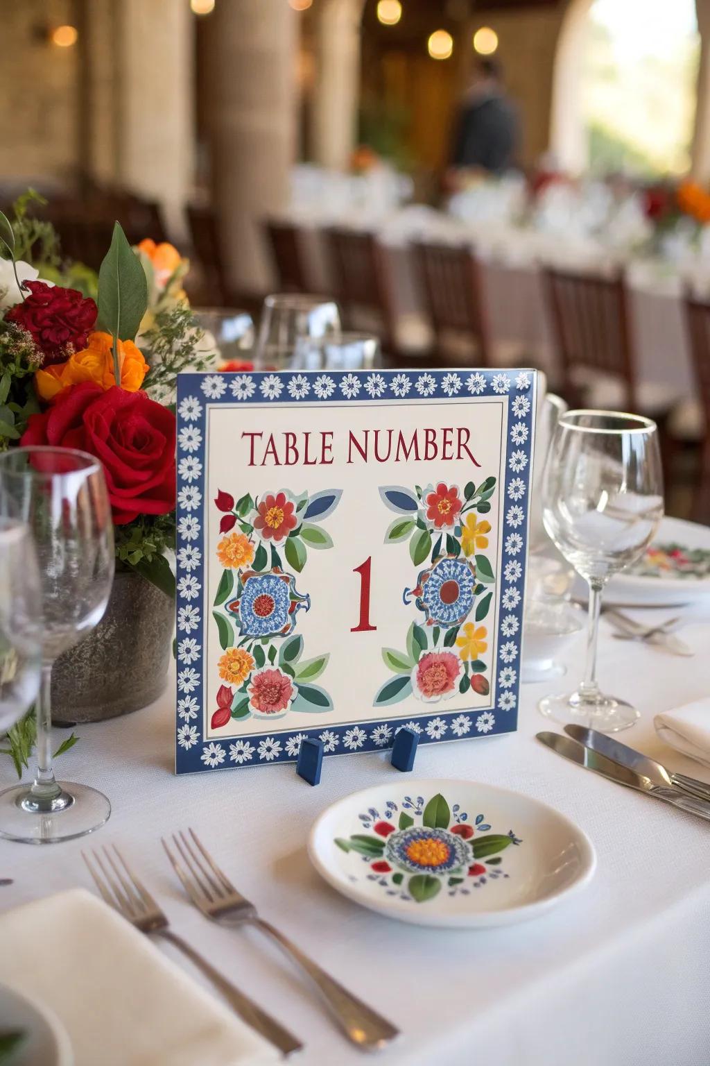Your wedding tables will be bright and colorful thanks to Talavera tiles.