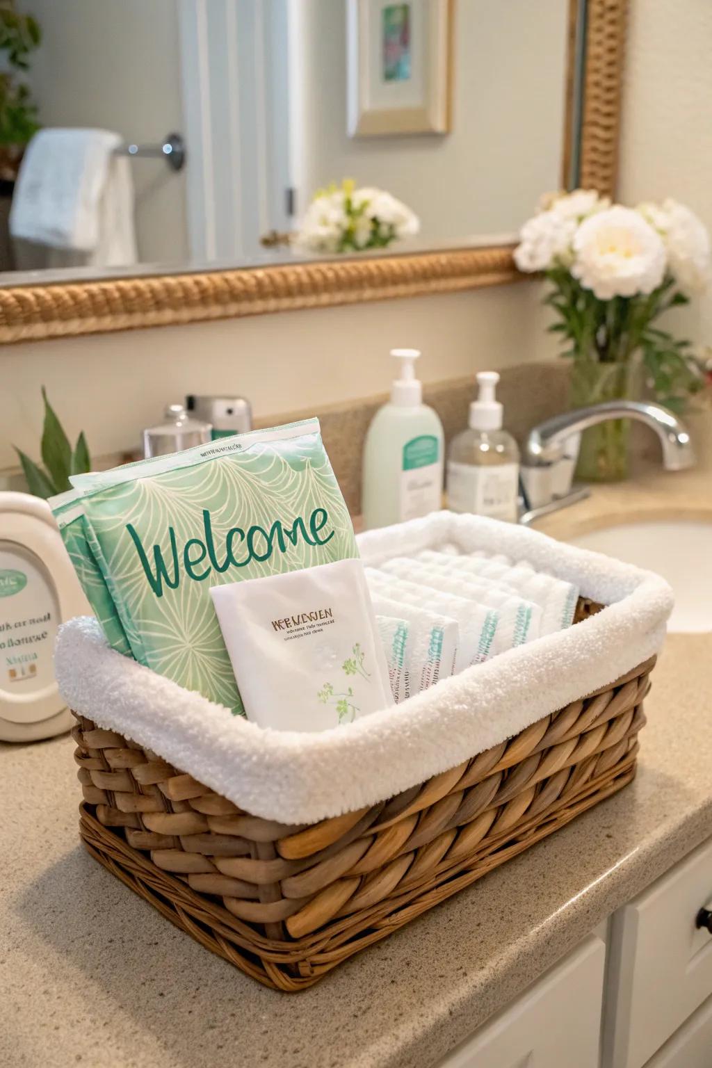 Revitalizing face wipes offer visitors a convenient means to freshen up.