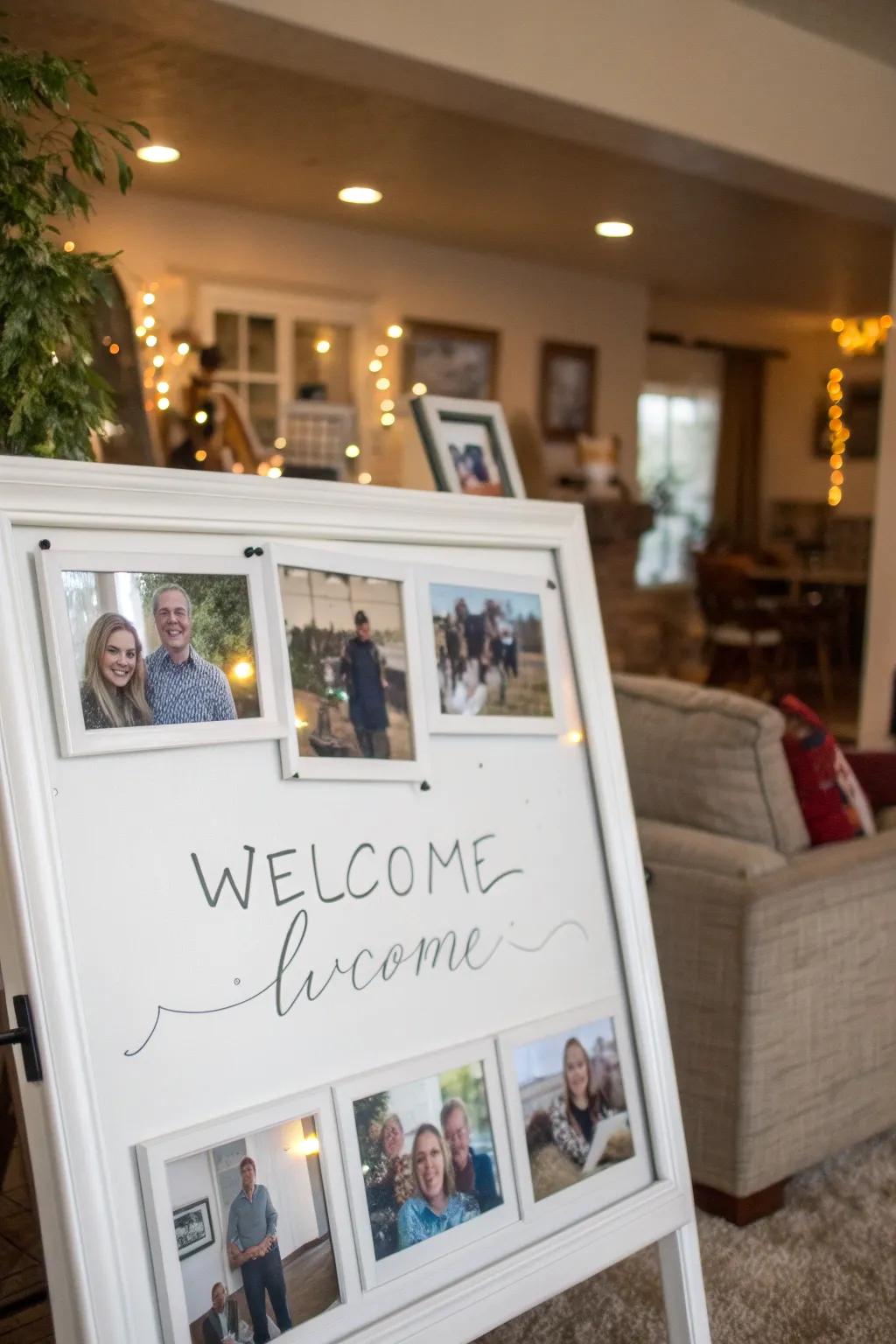 A personal touch with an image collection on a display board.