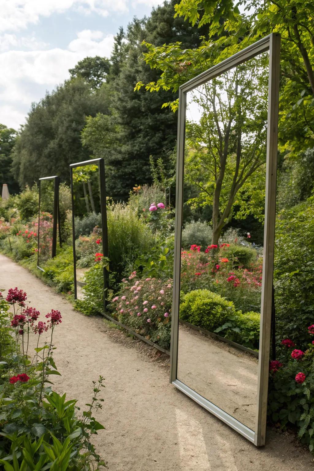Mirrors may produce shocking reflections and expand green space areas.