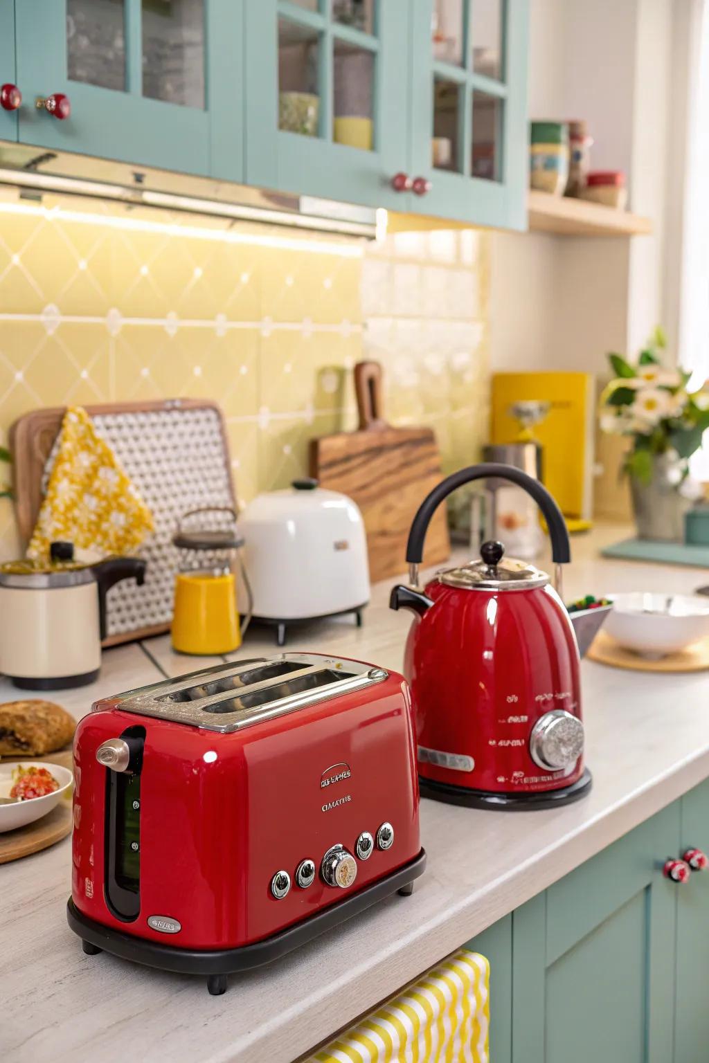 Vivid appliances add bursts of joy.